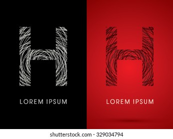 H Font design using confuse line graphic vector.