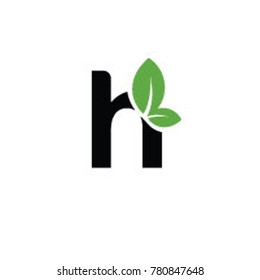 h font logo leaf vector logo template