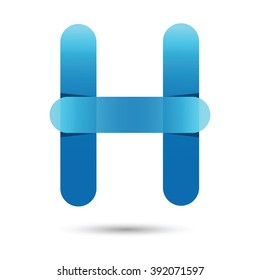 H font vector with blue color on White background