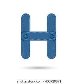 H font vector with blue Jeans Isolate  on White background