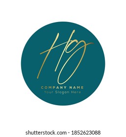  H G HG Initial letter handwriting and signature logo. Beauty vector initial logo .Fashion, boutique, floral and botanical