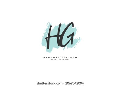 H G HG logo, Initial lettering handwriting or handwritten for identity. Logo with signature and hand drawn style.