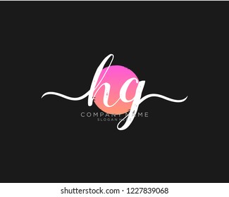 H G Initial handwriting logo vector