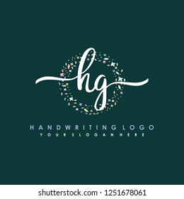 H G Initial handwriting logo vector