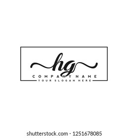 H G Initial handwriting logo vector