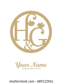 H G initial wedding decorative logo template