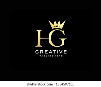 H and G letter combination plus crown in top. simple and elegagant san use your personal initial or company. look luxurious logo designs .