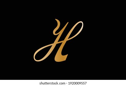 H Gold color letter logo, H logo design for fashionable company with luxury gold color, H logo design