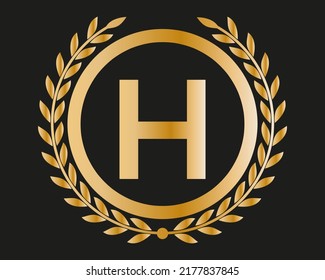 H Gold Letter Design Vektor mit goldenen Luxus-Farben und Monogram-Design