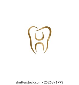 Logotipo de icono de ilusión de Vector de tecnología H gold