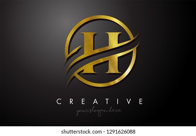 H Golden Letter Logo Design Circle Stock Vector Royalty Free