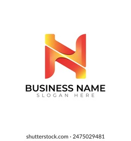 H gradient 3d abstract  vector letter logo design