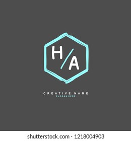 H A HA Initial logo template vector