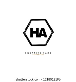 H A HA Initial logo template vector
