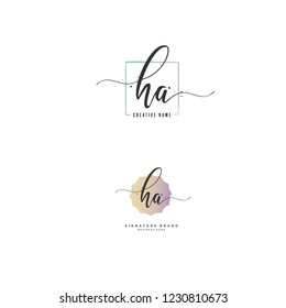 H A HA Initial logo template vector