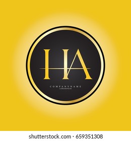  H & A or HA Letter Logo Design Company with Circle Shape . Logo Template Design Vector 