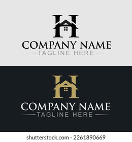 H OR HA REAL ESTATE OUR HOUSE LOGO DESIGN TEMPLATE, BLACK AND GOLD COLOR 