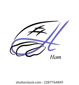 H    Ham  ABC and food  A series letters A  Z  Images food  Minimalism  Beautiful letters  Line drawing  logo design initial H combine and food  Restaurant  menu 