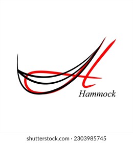 H    Hammock  ABC and objects  Series letters A  Z  Images objects  Minimalism  Beautiful letters  Line drawing  logo design initial H combine and object 