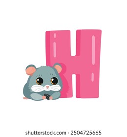 h is for hamster english alphabet upper case flashcard