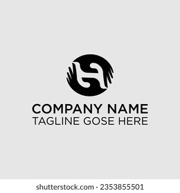 Vector de diseño de logotipo de mano H, letra H con icono de logotipo de mano de espacio negativo, plantilla vectorial de signo, plantillas de logotipo ayuda a cuidar, para la comunidad, diseño de logotipo de letra H creativa. Símbolo de conexión manual.