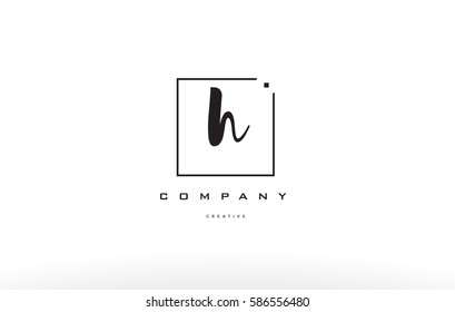 h hand writing written black white alphabet company letter logo square background small lowercase design creative vector icon template 