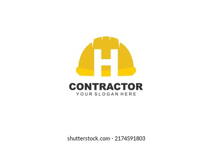 H hard hat logo design inspiration. Vector letter template design for brand