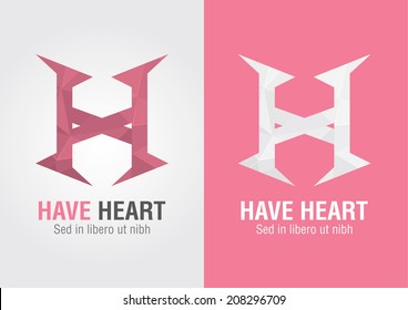 H Heart. An icon from an alphabet H. Show your Heart. For your business success.