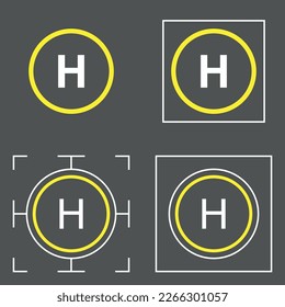 The H helipad icon. Transport parking symbol. The designation of the base for the helicopter. Marking for landing.