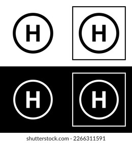 The H helipad icon. Transport parking symbol. The designation of the base for the helicopter. Marking for landing.