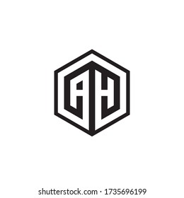 A H hexagon letter logo design concept