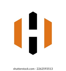 Ilustración del diseño vectorial del logotipo del hexágono H