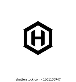 H with hexagonal shape logo vector illustration