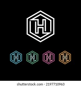 h hexagone logo design creative letter h
