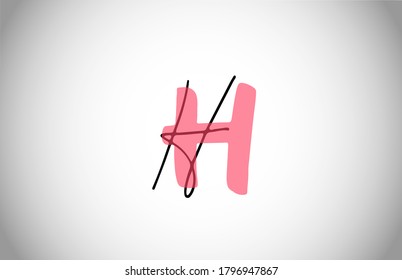 H HH alphabet logo icon. Two types of letter design for company and business corporate identity in pink and black color