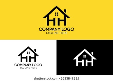 h hh diseño inicial del logotipo de la casa, Letra HH Home Logo, bienes raíces, construcción, interior con iniciales HH, diseño del logotipo de la casa HH