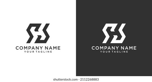H or HH initial letter logo design concept on black and white background.