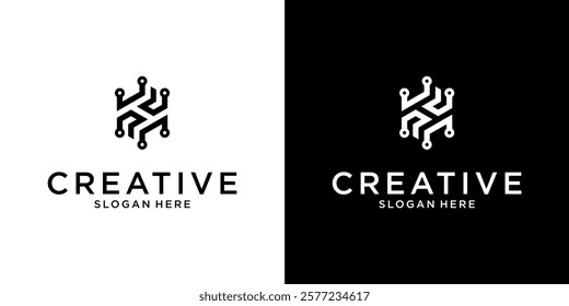 H or HH initial letter logo design concept