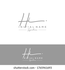 H I HI Initial letter handwriting and signature logo.