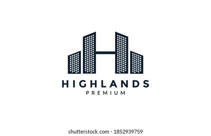 H for high building logo vector icon illustration design