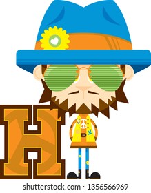 H is for Hippie Educational Illustration
