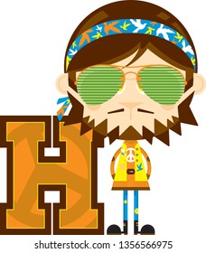 H is for Hippie Educational Illustration
