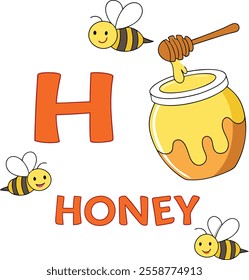  H is for Hive: Fun and Educational Illustration for Pre-School Learning with Letter H Design