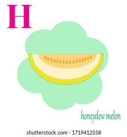 H Is For Honeydew Melon Illustration Alphabet Poster