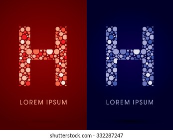 H ,hot and cool font, designed using red and blue dot graphic vector.