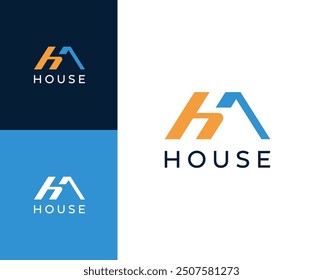 H house logo. Letter H with house abstract logo design illustration.