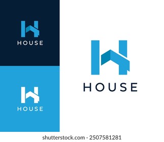 H house logo. Letter H with house abstract logo design illustration.