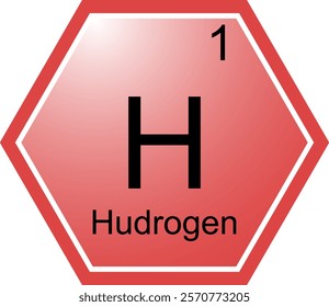 The H hydrogen icon. The chemical element of the periodic table. The Periodic Table. Science, chemistry. Vector hexagonal image.