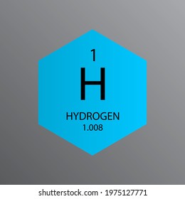H Hydrogen Non reactive metal Chemical Element Periodic Table. Hexagon vector illustration, simple clean style Icon with molar mass and atomic number for Lab, science or chemistry education.