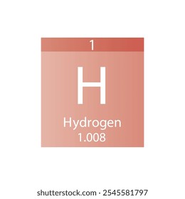 H Hidrogênio Elemento químico não reativo Quadro periódico. Simples ilustração de vetor quadrado plano, simples ícone de estilo limpo com massa molar e número atômico para Lab, ciência ou classe de química.